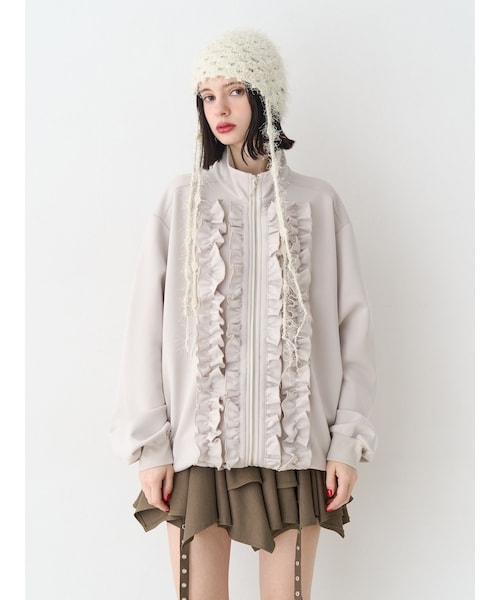 jouetie（ジュエティ）の「フリルトラックジャケット【セットアップ対応】（その他トップス・レディース・アイボリー/ブラック/ブルー・M）」の3枚目の写真