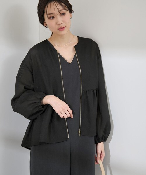 ROPE' PICNIC(ロペピクニック)の「メッシュペプラムブルゾン(ブルゾン・レディース・ブラック/ホワイト/ベージュ・38)」の8枚目の写真