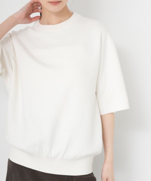 URBAN RESEARCH(アーバンリサーチ)の「コットンカシミヤハーフスリーブニット(ニット/セーター・レディース・OFF WHITE/GRAY/DRK NAVY・Free)」の6枚目の写真