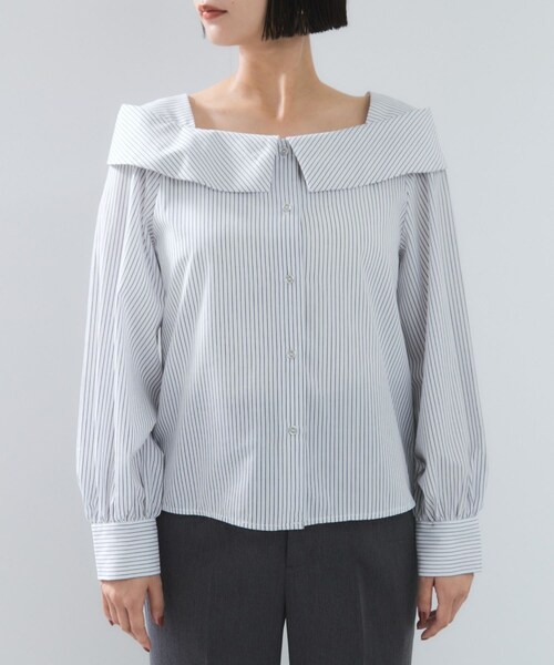 VIS（ビス）の「オフショルライクロングスリーブブラウス/イージーケア（シャツ/ブラウス・レディース・ホワイト系/ネイビー/ブルー系・F）」の18枚目の写真