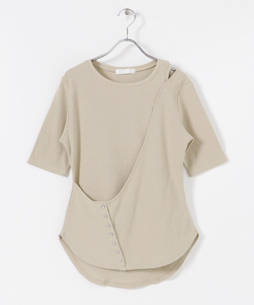 SENSE OF PLACE by URBAN RESEARCH(センスオブプレイスバイアーバンリサーチ)の「レイヤードボタンディテールトップ(Tシャツ/カットソー・レディース・BLACK/GREIGE/YELLOW・one)」の22枚目の写真