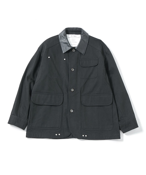 ADAM ET ROPE'（アダムエロペ）の「【KYOU】 NARCOLEPSY Homage Cotton Twill x Leather Jacket（カバーオール・メンズ・ブラック・1/2）」の3枚目の写真