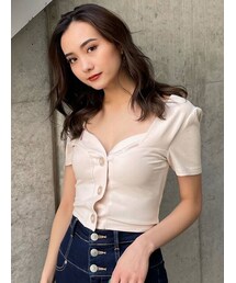 EMODA | フロントボタンショートリブトップ(Tシャツ/カットソー)