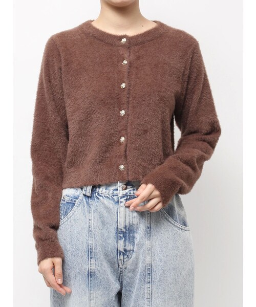 CALNAMUR（カルナムール）の「ローズボタンシャギーニットカーディガン（カーディガン/ボレロ・レディース・ホワイト/ピンク/ブラウン・F）」の7枚目の写真
