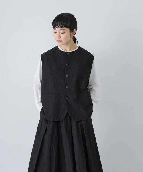 かぐれ(カグレ)の「リネンコットンワイドベスト(ベスト・レディース・BLACK・Free)」の4枚目の写真
