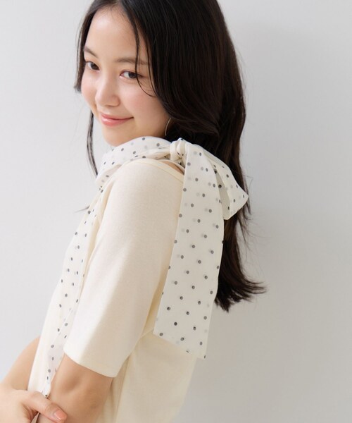 VIS(ビス)の「肩リボンTシャツ(Tシャツ/カットソー・レディース・ブラック/キナリ/ダークブラウン/サックス・F)」の7枚目の写真