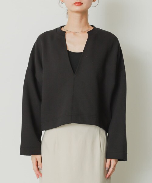 SENSE OF PLACE by URBAN RESEARCH(センスオブプレイスバイアーバンリサーチ)の「Vネッククロップドトップ(Tシャツ/カットソー・レディース・IVORY/PURPLE/BLACK・one)」の16枚目の写真