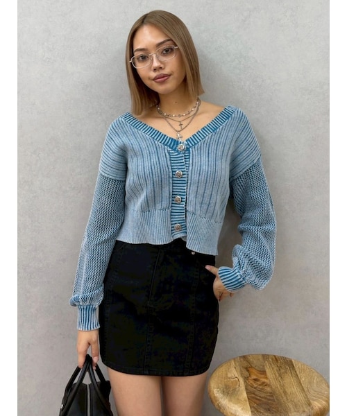 EVRIS（エヴリス）の「2WAYピグメントニットカーディガン（カーディガン/ボレロ・レディース・ホワイト/アイボリー/ブラック/ブルー/パープル・F）」の18枚目の写真