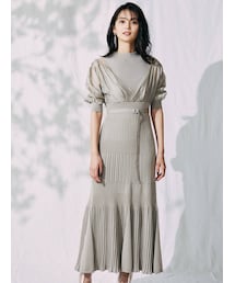 MERCURYDUO | 異素材ドッキングフレアニットワンピース(ワンピース)