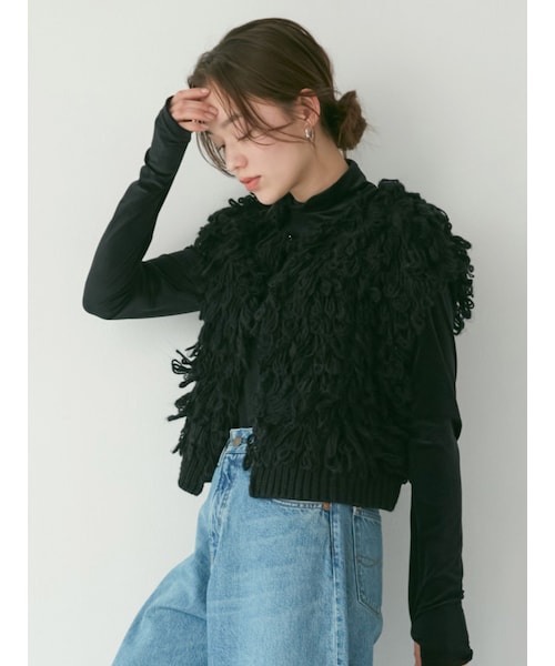 Ungrid（アングリッド）の「ループヤーンニットベスト（ベスト・レディース・アイボリー/ブラック・F）」の2枚目の写真