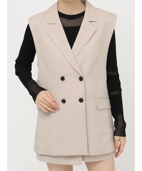 MURUA（ムルーア）の「バックベルトテーラードジレ【セットアップ着用可】（ベスト・レディース・ダークグレー/ブラック/オレンジ/ブルー/ベージュ・F）」の12枚目の写真