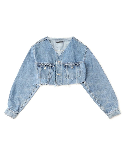 ADAM ET ROPE'(アダムエロペ)の「【QUIITO】REMAKE N COLLAR DENIM JK(デニムジャケット・レディース・ネイビー/ネイビー系/ブルー/ブルー系・36/38/F)」の9枚目の写真