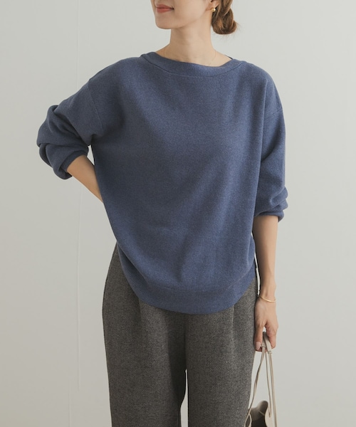 URBAN RESEARCH DOORS（アーバンリサーチドアーズ）の「コットンウールボートネックニット（ニット/セーター・レディース・BLUE/CHARCOAL/GOLD・Free）」の3枚目の写真