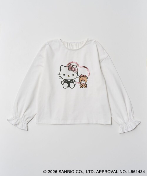 ROPE' PICNIC(ロペピクニック)の「【KIDS/キッズ】【ROPE' PICNIC×ハローキティ】スパンコールロングスリーブTシャツ(Tシャツ/カットソー・キッズ・ホワイト系/ピンク・L/M/S)」の3枚目の写真