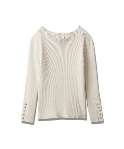 nissen（ニッセン）の「綿混ボートネックリブニット（ニット/セーター・レディース・オレンジ/ブラウン/アイボリー/黒/ローズ/杢グレー/オフホワイト×黒ボーダー・S/M/L/LL）」の7枚目の写真