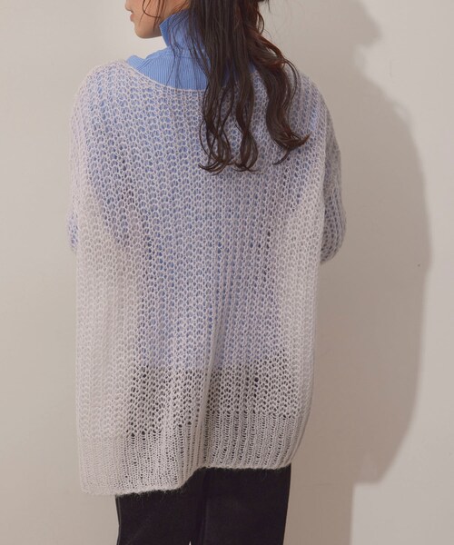 NERGY（ナージー）の「シアーモヘアニット2WAYカーディガン（カーディガン/ボレロ・レディース・ライトグレー/ダークブラウン/オレンジ・F）」の15枚目の写真