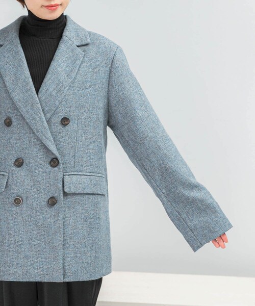 URBAN RESEARCH ROSSO（アーバンリサーチロッソ）の「ウールツィードオーバージャケット（テーラードジャケット・レディース・RETRO BLUE/BROWN・Free）」の18枚目の写真