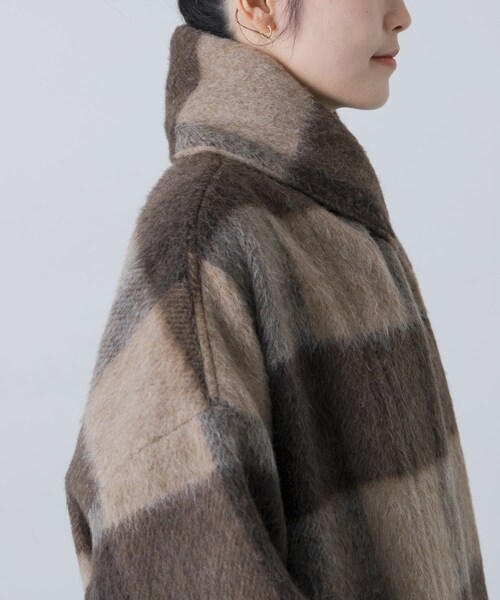 かぐれ（カグレ）の「Honnete　Shawl Collar Coat（テーラードジャケット・レディース・BrownCheck・one）」の3枚目の写真