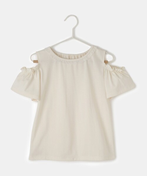 ROPE' PICNIC(ロペピクニック)の「【KIDS/キッズ】肩あきフリルハーフスリーブトップス(Tシャツ/カットソー・キッズ・ブラック/オフホワイト/サックス・L/M/S)」の3枚目の写真