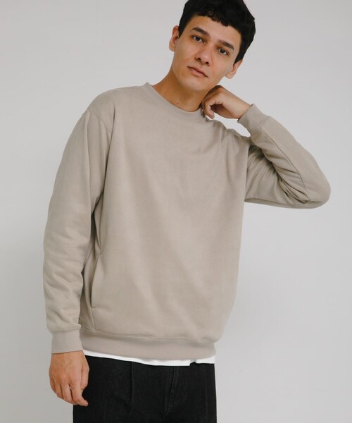 URBAN RESEARCH Sonny Label（アーバンリサーチサニーレーベル）の「クリーミータッチクルーネックプルオーバー（スウェット・メンズ・グレージュ/チャコール/ブルー・M/L/XL）」の4枚目の写真