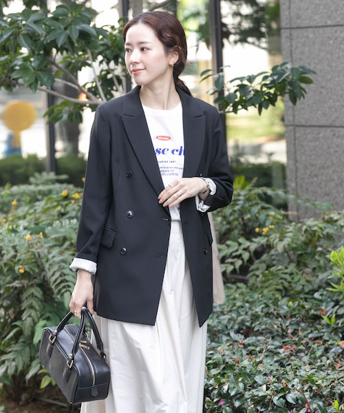 URBAN RESEARCH（アーバンリサーチ）の「ダブルブレストブレザージャケット（テーラードジャケット・レディース・NAVY/BLACK・36/38）」の21枚目の写真