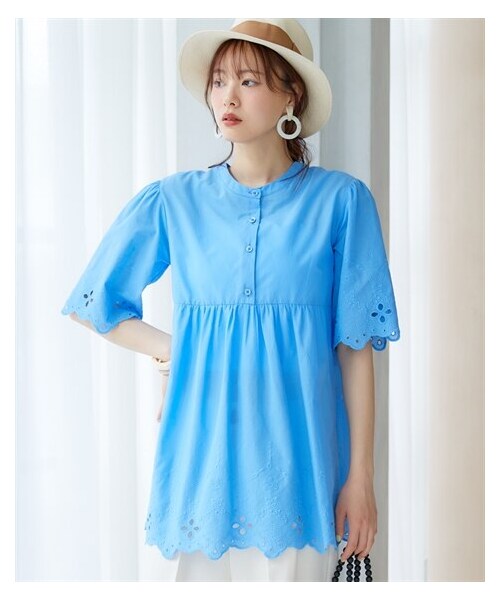 nissen（ニッセン）の「大きいサイズ　レースブラウス　miclat（シャツ/ブラウス・レディース・オレンジ/ホワイト/ミント/ブルー・L/LL/3L/4L/5L/6L/8L/10L）」の21枚目の写真