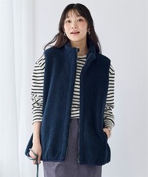 nissen | 大きいサイズ ふんわりあたたか裏フリースシープ調ボアロング丈ベスト(ベスト)