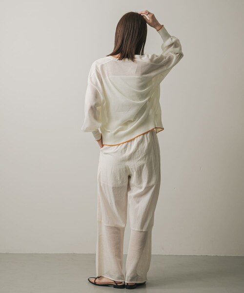 SENSE OF PLACE by URBAN RESEARCH（センスオブプレイスバイアーバンリサーチ）の「インドシシュウメッシュイージーパンツ（その他パンツ・レディース・IVORY/CHARCOAL/BLUE・one）」の9枚目の写真