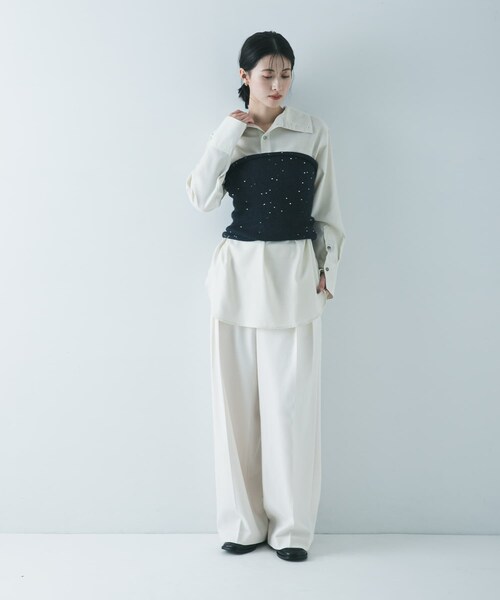 URBAN RESEARCH(アーバンリサーチ)の「TRソフトツイルハイネックシャツ(シャツ/ブラウス・レディース・IVORY/BLACK・Free)」の10枚目の写真
