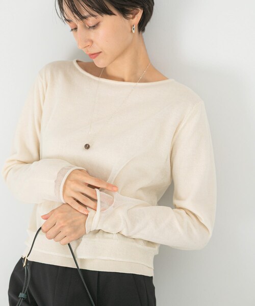 URBAN RESEARCH ROSSO（アーバンリサーチロッソ）の「シアーレイヤードニット（ニット/セーター・レディース・OFF WHITE/PINK・Free）」の7枚目の写真