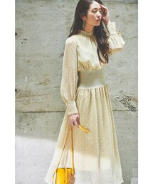 dazzlin | リブ切替シフォンフラワーワンピース(ワンピース)