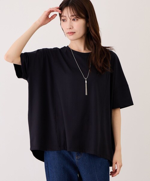 Jayro(ジャイロ)の「クリアクールワイドシルエットプルオーバー(Tシャツ/カットソー・レディース・ブラック/ホワイト系/ブルー・F)」の5枚目の写真