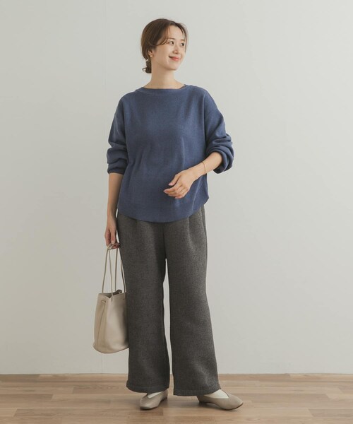 URBAN RESEARCH DOORS（アーバンリサーチドアーズ）の「コットンウールボートネックニット（ニット/セーター・レディース・BLUE/CHARCOAL/GOLD・Free）」の21枚目の写真