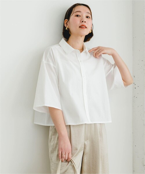 URBAN RESEARCH ROSSO（アーバンリサーチロッソ）の「F by ROSSO　ハーフスリーブクロップドシャツ（シャツ/ブラウス・レディース・OFF WHITE/P/BEIGE・FREE）」の7枚目の写真