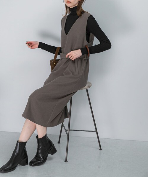 URBAN RESEARCH ROSSO（アーバンリサーチロッソ）の「『UR TECH』　 ジャンパーワンピース（ワンピース・レディース・BEIGE/MOCHA/BLACK・36/38）」の6枚目の写真