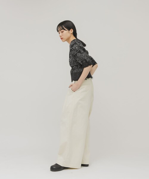 KBF（ケイビーエフ）の「ジャガードハーフスリーブニット（ニット/セーター・レディース・BEIGE/NAVY・One）」の19枚目の写真