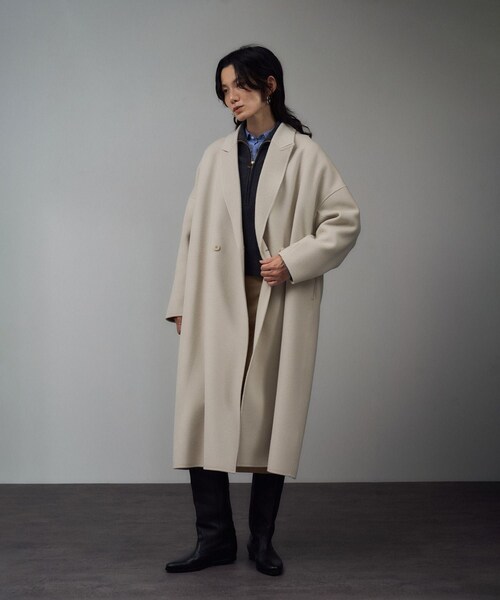 ADAM ET ROPE'(アダムエロペ)の「シャルムリバーロングコート(その他アウター・レディース・チャコール/オフホワイト/ベージュ系・M/S)」の10枚目の写真
