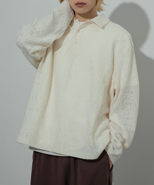 SENSE OF PLACE by URBAN RESEARCH（センスオブプレイスバイアーバンリサーチ）の「シアーペイズリーポロシャツ（ポロシャツ・メンズ・IVORY/CHARCOAL/BROWN・M/L）」の4枚目の写真