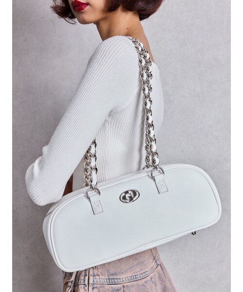 GYDA（ジェイダ）の「チェーンハンドルBAG（ショルダーバッグ・レディース・オフホワイト/ブラック/レッド・F）」の3枚目の写真