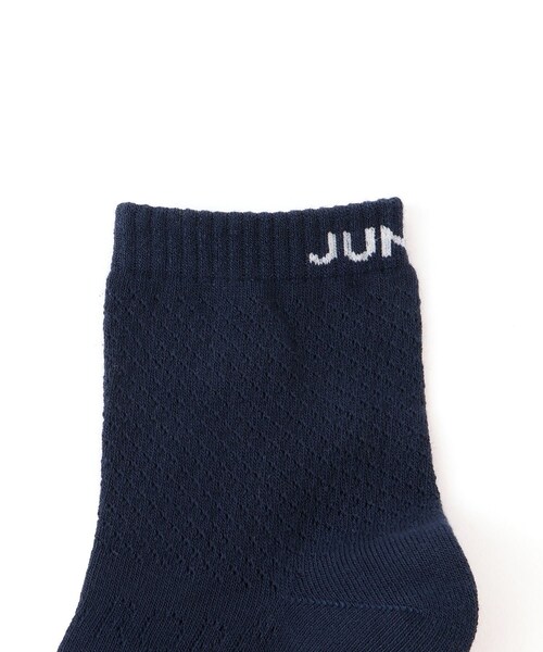 ROPE'（ロペ）の「ロゴ×透かし柄ミディ丈ソックス（ソックス/靴下・レディース・ブラック/ホワイト/ネイビー・F）」の6枚目の写真