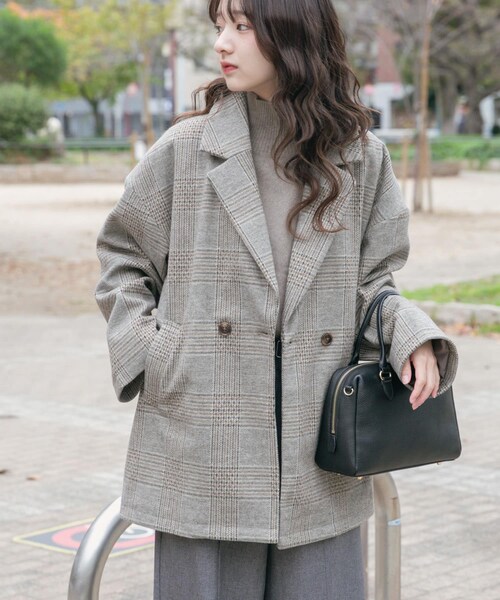 ITEMS URBANRESEARCH（アイテムズ アーバンリサーチ）の「オーバーサイズジャケット（テーラードジャケット・レディース・G.CHECK/NVY/B.CHECK/BRN・Free）」の5枚目の写真