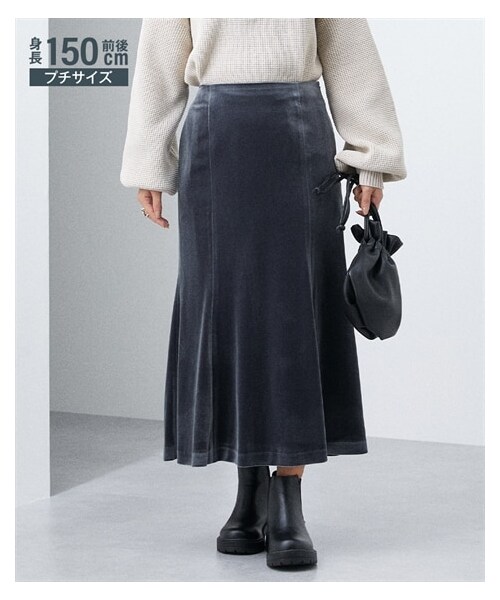 nissen（ニッセン）の「小さいサイズ　ベルベットライクスカート　低身長さん・小柄女性（スカート・レディース・グレー/ネイビー・PSS/PS/PM/PL）」の4枚目の写真