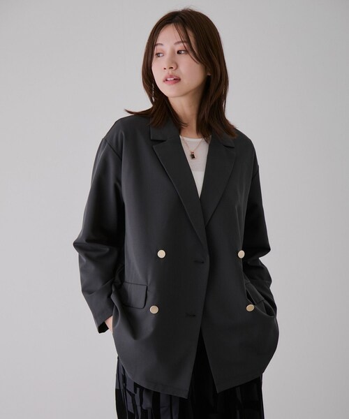 Jayro(ジャイロ)の「金ボタンダブルテーラージャケット(テーラードジャケット・レディース・ブラック/チャコール/グレー/ダークブラウン/ブラウン/ベージュ・M)」の13枚目の写真