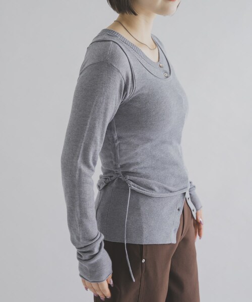 THE GOODLAND MARKET（ザグッドランドマーケット）の「cwtch　LAYERED KNIT TOPS（ニット/セーター・レディース・GRAY/NAVY/BERRY/YELLOW・Free）」の8枚目の写真