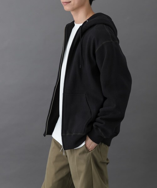 URBAN RESEARCH DOORS（アーバンリサーチドアーズ）の「FORK&SPOON　リサイクルコットン裏毛ジップフーディー（パーカー・メンズ・DARKPURPLE/BLACK・4/5）」の13枚目の写真