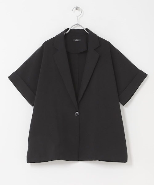 ITEMS URBANRESEARCH(アイテムズ アーバンリサーチ)の「SMOOTH LINEN TOUCH 半袖ジャケット(テーラードジャケット・レディース・OFF/BLK・Free)」の3枚目の写真