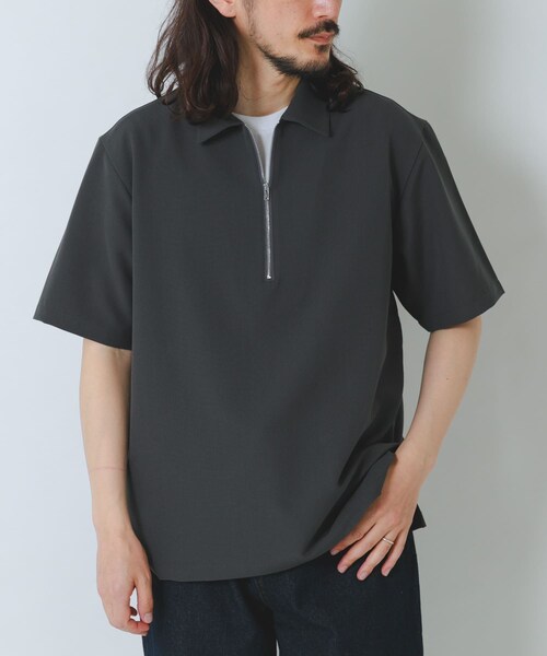 ITEMS URBANRESEARCH（アイテムズ アーバンリサーチ）の「冷感+速乾TRストレッチハーフZIP プルオーバー（シャツ/ブラウス・メンズ・CHARCOAL/BEIGE/BLUE/GREEN・M/L）」の12枚目の写真