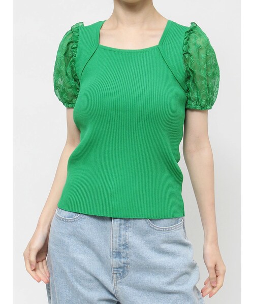 CALNAMUR（カルナムール）の「FLOWER EMB KNIT/フラワーエンブロダリーニット（ニット/セーター・レディース・ホワイト/ブラック/グリーン・F）」の17枚目の写真