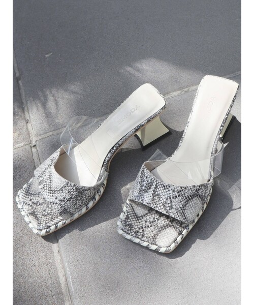 EMODA（エモダ）の「コンビフレアヒールサンダル（サンダル・レディース・ライトミックス/ホワイト/ブラック・M/S/L）」の7枚目の写真