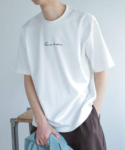 SENSE OF PLACE by URBAN RESEARCH(センスオブプレイスバイアーバンリサーチ)の「シシュウポンチTシャツ(5分袖)(Tシャツ/カットソー・メンズ・BLUE/WHITE/BLACK/GREIGE/OLIVE/L.KHAKI/CHARCOAL・M/L)」の10枚目の写真